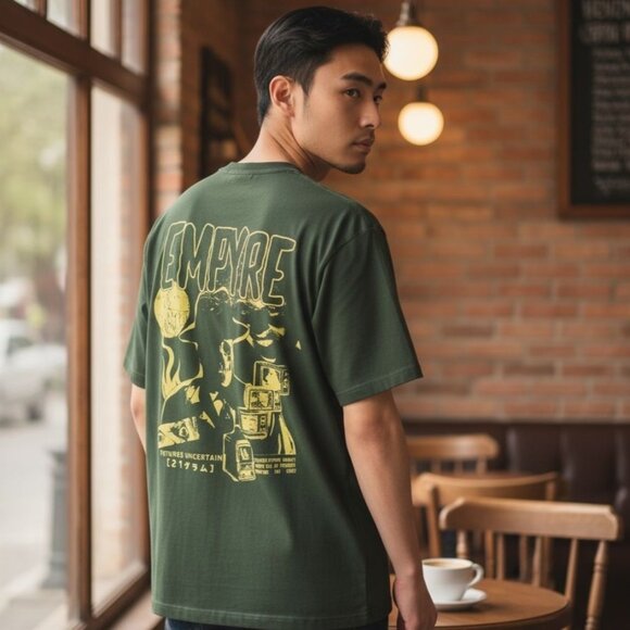 Empyre Graphic T-Shirt Olive Green Short Sleeve, M - Picture 1 of 7